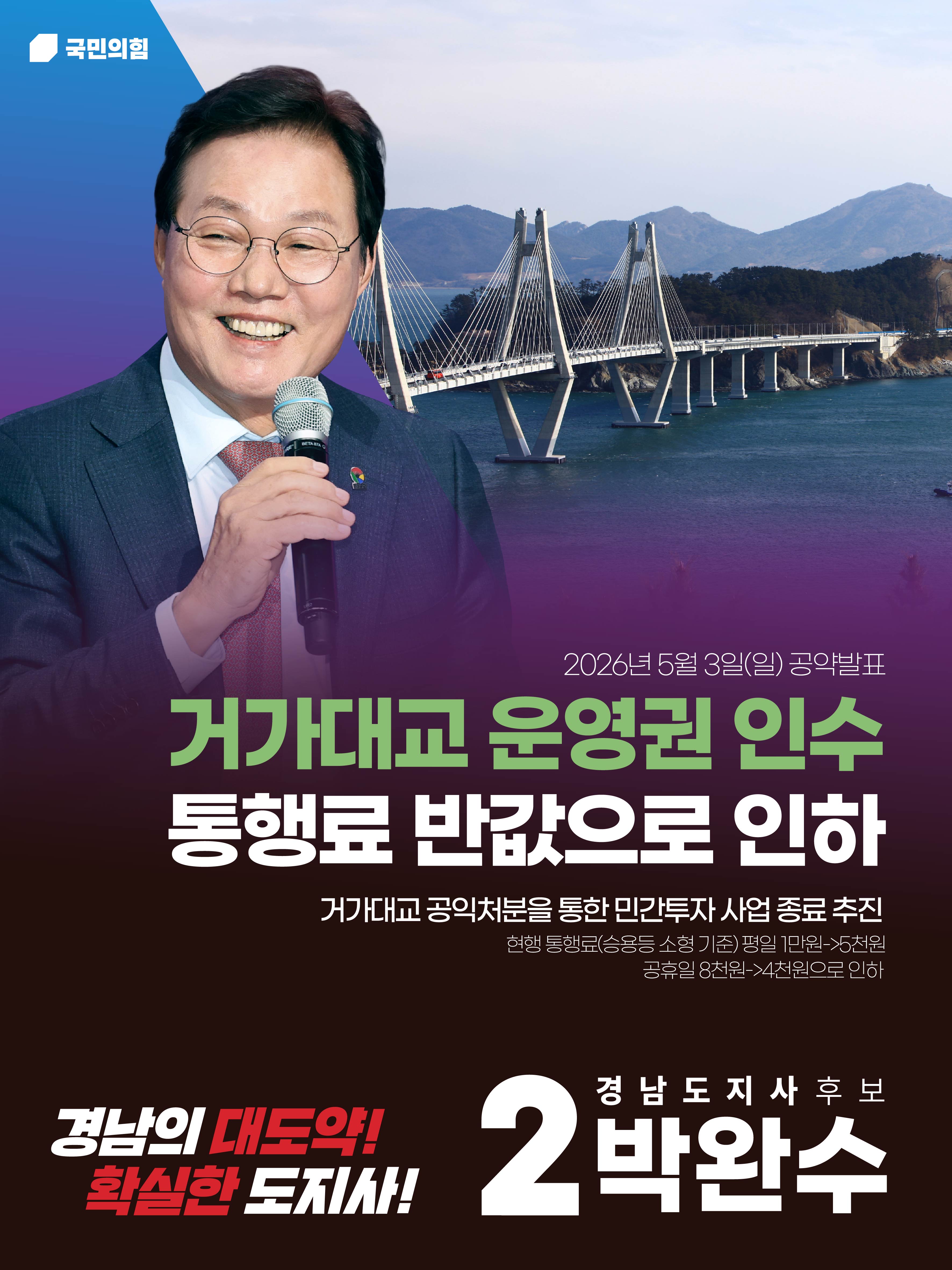 거가대교 운영권 인수, 통행료 반값 인하